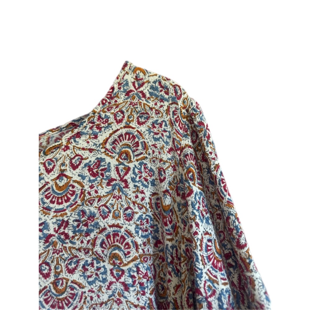 Jones & Co Blouse Women 1X Multi Color Excellent Paisley Tie Sleeve High Low - Picture 3 of 8